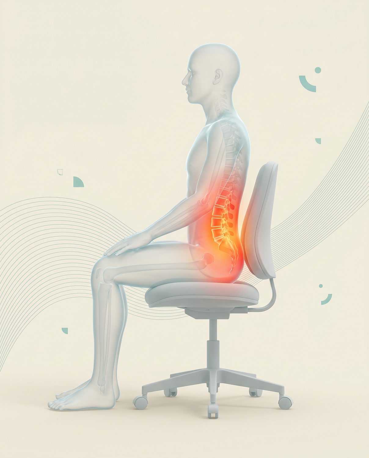 Zona de dolor lumbar y de coxis
